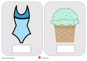 Vorschau - Arbeitsblätter - Differenzierte Mengenkarten ZR10 - Kleidung im SOMMER/EIS - Klettaufgaben (TEACCH) - Seite 2