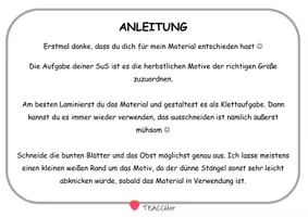 Vorschau - Arbeitsblätter - Groß oder Klein - HERBST - Klettmappe - 1 zu 1 Zuordnung (TEACCH) - Seite 1