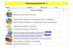 Vorschau - Arbeitsblätter - WOCHENPLANARBEIT für ein ganzes Schuljahr – WoPla 5/20 - Deckblatt