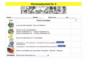 Vorschau - Arbeitsblätter - WOCHENPLANARBEIT für ein ganzes Schuljahr – WoPla 9/20 - Deckblatt