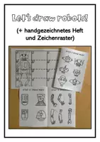 Vorschau - Mal- und Bastelvorlagen - Roboter - Proportionen (handgezeichnetes Heft und Zeichenraster) - Deckblatt