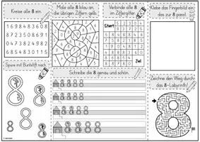 Vorschau - Unterrichtsreihen - Mini-Lapbook | Ziffer 8 | Zifferneinführung - Seite 1