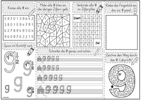 Vorschau - Unterrichtsreihen - Mini-Lapbook | Ziffer 9 | Zifferneinführung - Seite 1