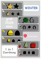 Vorschau - Arbeitsblätter - Groß oder Klein - WINTER - Klettmappe - 1 zu 1 Zuordnung (TEACCH) - Deckblatt