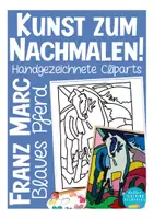 Vorschau - Mal- und Bastelvorlagen - Kunstfälscher Cliparts - Franz Marc Blaues Pferd - Deckblatt