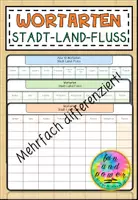 Vorschau - Arbeitsblätter - Wortarten- Stadt-Land-Fluss/mehrfach differenziert! - Deckblatt