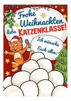 Vorschau - Mal- und Bastelvorlagen - Weihnachtsgrüße Weihnachten in der Katzenklasse - Seite 1