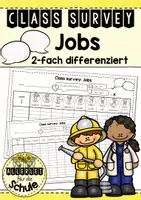 Vorschau - Arbeitsblätter - Jobs - Class Survey Englisch Grundschule (Klasse 3–4) – Interview & Speaking Activity für Wortschatztraining Berufe | Arbeitsblätter - Deckblatt