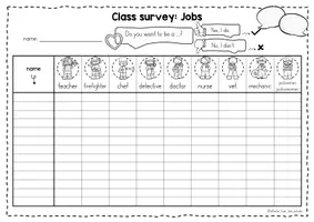 Vorschau - Arbeitsblätter - Jobs - Class Survey Englisch Grundschule (Klasse 3–4) – Interview & Speaking Activity für Wortschatztraining Berufe | Arbeitsblätter - Seite 1