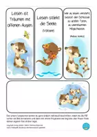 Vorschau - Mal- und Bastelvorlagen - Lesezeichen Otterklasse Schulanfang - Seite 1