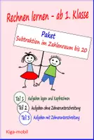 Vorschau - Arbeitsblätter - Paket : Subtraktion mit und ohne Zehnerunterschreitung Zahlenraum bis 20 - Deckblatt