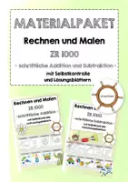 Vorschau - Arbeitsblätter - MATERIALPAKET: ZR 1000 schriftliche Addition und Subtraktion (Rechnen und Malen) - Deckblatt