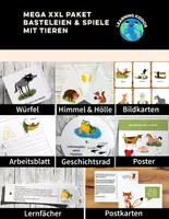 Vorschau - Arbeitsblätter - Mega XXL Paket - Basteleien & Spiele rund um Tiere - Deckblatt