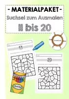 Vorschau - Stationenlernen - Suchsel zum Ausmalen Zahl 11 bis 20 - Deckblatt