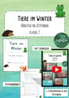 Vorschau - Stundenentwürfe - Tiere im Winter - Stationsheft + Erklärvideos - für das Distanzlernen geeignet - Deckblatt