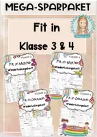 Vorschau - Arbeitsblätter - Fit in Klasse 3 und 4 | Wiederholungshefte Mathe & Deutsch - Deckblatt