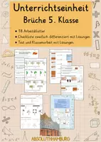 Vorschau - Arbeitsblätter - Materialpaket Brüche 5. Klasse - Deckblatt
