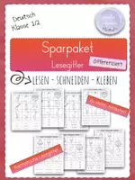 Vorschau - Arbeitsblätter - SPARPAKET I Lesegitter I lesen-schneiden-kleben - Deckblatt