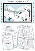 Vorschau - Arbeitsblätter - Lesespurgeschichte "Hurra, es schneit! 3fach Differenzierung (Level 2-4) DaZ / Deutsch - Deckblatt
