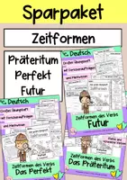 Vorschau - Arbeitsblätter - Zeitformen der Verben (Paket Präteritum, Perfekt, Futur) - Deckblatt