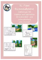 Vorschau - Arbeitsblätter - XL-Paket Rechenmalblätter Addition und Subtraktion im Zahlenraum 100 - Deckblatt