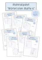 Vorschau - Arbeitsblätter - Materialpaket "Wörterlisten Mathe 6" - Deckblatt