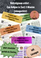 Vorschau - Arbeitsblätter - Materialpaket: Weltreligionen erklärt - Eine Religion in (fast) 5 Minuten (videogestützt) - Deckblatt