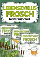 Vorschau - Mal- und Bastelvorlagen - Lebenszyklus Frosch Materialpaket - Deckblatt