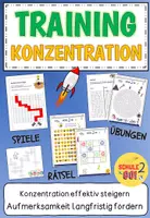 Vorschau - Arbeitsblätter - Wachsendes MATERIALPAKET Konzentrationstraining Konzentration und Aufmerksamkeit - Deckblatt
