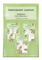 Vorschau - Arbeitsblätter - Lesetexte: Waldtiere (3 Schwierigkeitsstufen) - Deckblatt