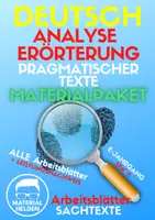 Vorschau - Arbeitsblätter - MATERIALPAKET: Analyse und Erörterung pragmatischer Texte - Deckblatt