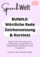 Vorschau - Arbeitsblätter - BUNDLE: Wörtliche Rede - Regeln zur Zeichensetzung & Kurztest - Deckblatt