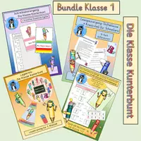 Vorschau - Arbeitsblätter - Bundle Klasse Kunterbunt – Lesespaziergang, Schreibspaziergang, Rechenspaziergang & Legekreis | Klasse 1 | Mathe & Deutsch Grundschule - Deckblatt