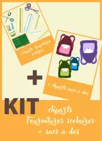 Aperçu - Feuilles d'exercices - 3 cliparts de sacs à dos + 8 cliparts de fournitures scolaire - Page de couverture