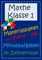Vorschau - Arbeitsblätter - Minusaufgaben im Zehnerraum (wachsendes Materialpaket: Lernvideos + AB + Material) - Deckblatt