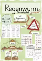 Vorschau - Unterrichtsreihen - Regenwurm Grundschule – Sachunterricht Projekt – Stationen & Forscherheft - Deckblatt