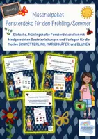 Vorschau - Mal- und Bastelvorlagen - Materialpaket: Fensterbilder für den Frühling / Sommer - Deckblatt