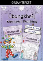 Vorschau - Arbeitsblätter - Karneval & Fasching I Übungsheft I Mathe & Deutsch I Klasse 1 - Deckblatt