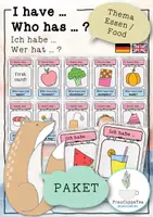 Vorschau - Arbeitsblätter - Paket Spiel "I have... who has ..." Englisch & Deutsch Thema "Essen / Food" FrauCuppaTea - Deckblatt