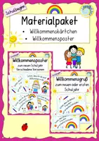 Vorschau - Poster - Materialpaket: Willkommenskärtchen, Willkommensposter für den Schulbeginn, Willkommen - Deckblatt