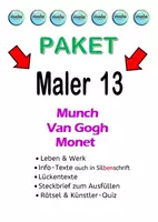 Vorschau - Unterrichtsreihen - PAKET (MALER 13): Munch - Monet - Van Gogh - Deckblatt