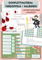 Vorschau - Stundenentwürfe - Riesiges Materialpaket: Verdoppeln und Halbieren - Einführungsgeschichten Tafelmaterial Spiele Miniheft - Deckblatt