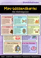 Vorschau - Stationenlernen - Mini-Wissenskartei über alle Weltreligionen - Deckblatt