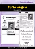 Vorschau - Arbeitsblätter - Michelangelo Sparpaket - Steckbrief, Lückentext & Zitat - Deckblatt