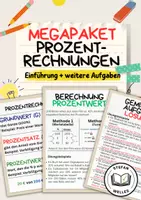 Vorschau - Arbeitsblätter - Materialpaket - Einführung Prozentrechnungen + viele Aufgaben (6. + 7. Klasse) - Deckblatt