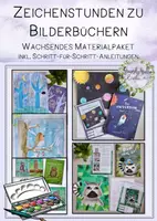 Vorschau - Stundenentwürfe - Zeichenstunden zu Bilderbüchern - wachsendes Materialpaket - Deckblatt