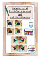 Vorschau - Mal- und Bastelvorlagen - Materialpaket Eichhörnchen und Igel auf Herbstfarben - Deckblatt