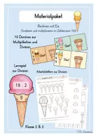 Vorschau - Arbeitsblätter - Materialpaket: Rechnen mit Eis - Multiplikation und Division ZR 100 - Deckblatt