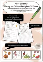Vorschau - Arbeitsblätter - Materialpaket Einführung neue Lineatur/ Übung Schönschrift Schreibfertigkeit Abschreibtraining 3. Klasse - Deckblatt