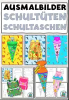 Vorschau - Mal- und Bastelvorlagen - Malvorlagen / Ausmalbilder Schultüten und Schultaschen - 80 verschiedene Motive - Deckblatt